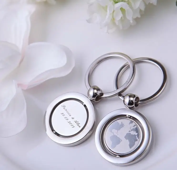 100Pcs With World Map Personalized Keychain Wedding Gifts For Guests Customized Favors Unique Party Gift Box/Bag | Дом и сад