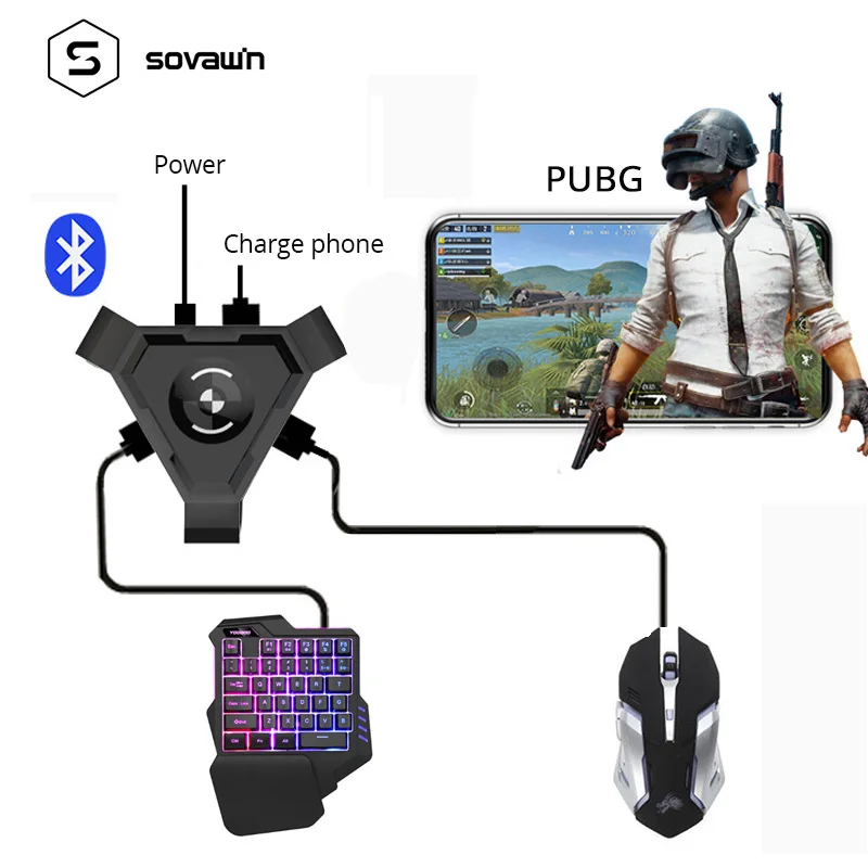 Sovawin PUBG мобильный Геймпад контроллер игровая клавиатура мышь конвертер для Android телефон к ПК Bluetooth адаптер Plug and Play