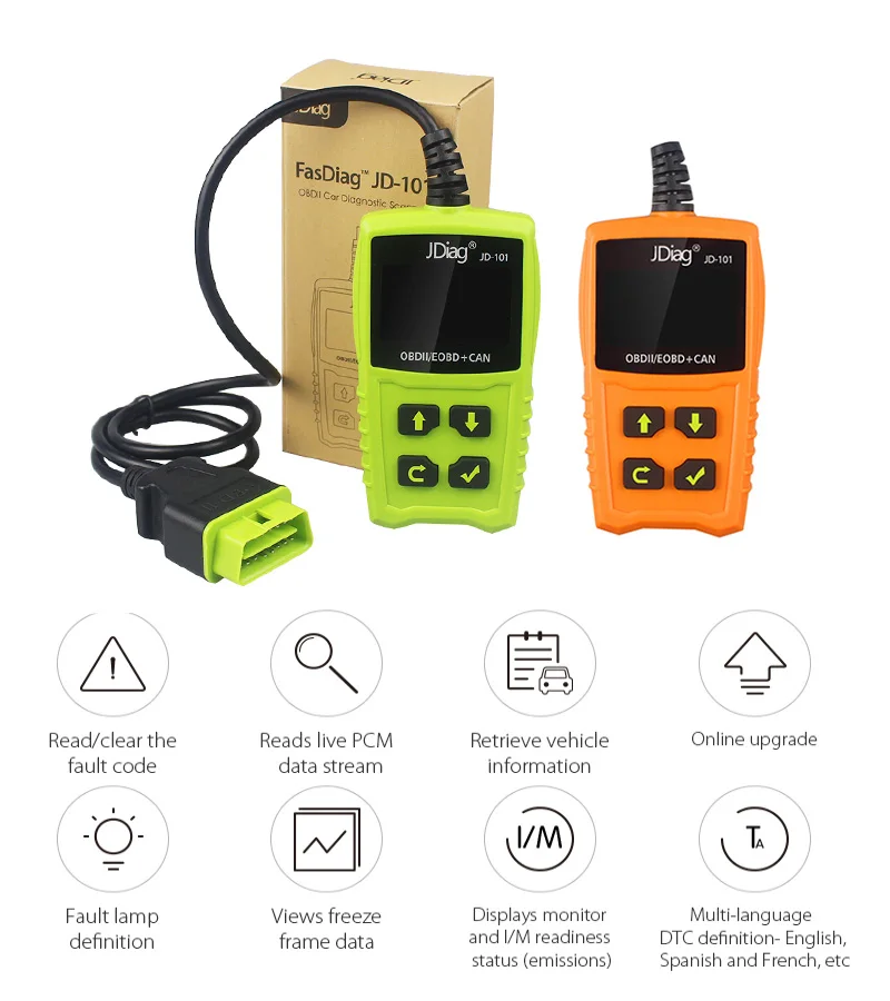 Новый JDiag JD101 сканер кодов для OBDII/EOBD JD-101 автоматический диагностический лучше чем