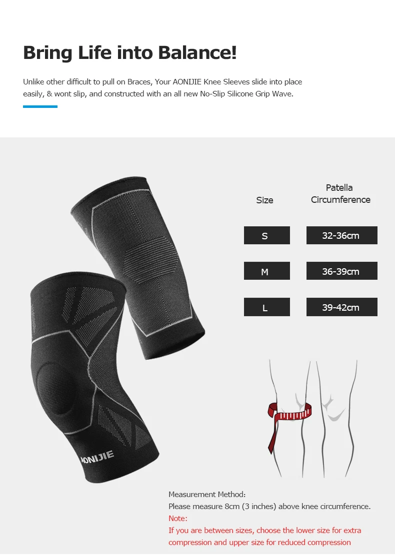 AONIJIE E4108 One Piece Protective Knee Brace Support Compression Sleeve Knee Pad Wrap Volleyball Kneepad For Arthritis Running