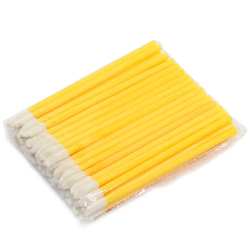 SinSo 50pcs Lip Brush Makeup Brushes Tools Set Mascara Wands Pen Cleaner Cleaning Eyelash Disposable Makeup Brush Applicators - Handle Color: Yellow