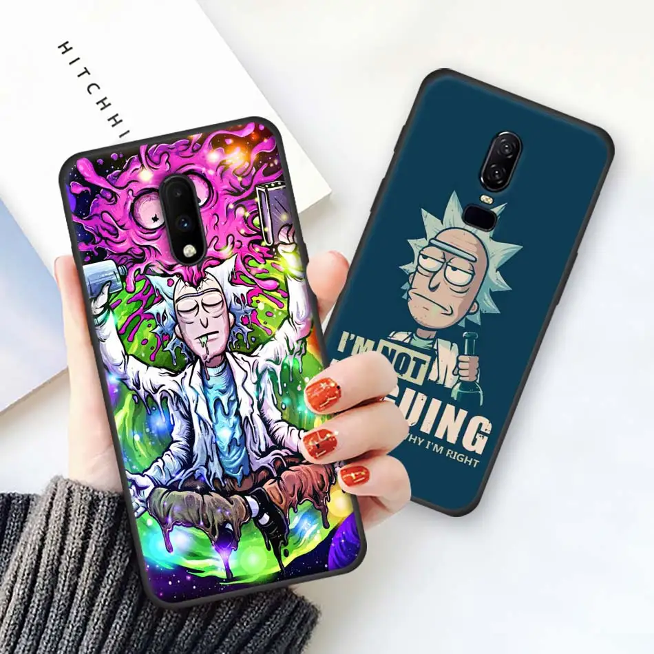 Черный чехол s для Oneplus 7 7 Pro 6 6T силиконовый чехол для телефона для Oneplus 7 7Pro Рик и Морти Мягкий чехол из ТПУ Корпус Coque Funda Capa