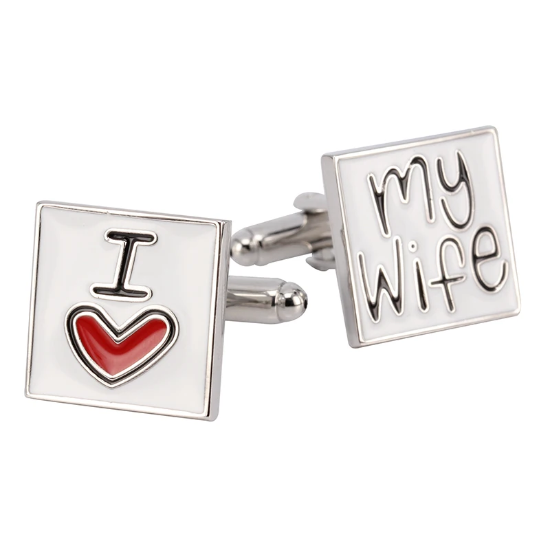 Высокое качество французский стиль запонки с надписью i Love My Wife для мужских