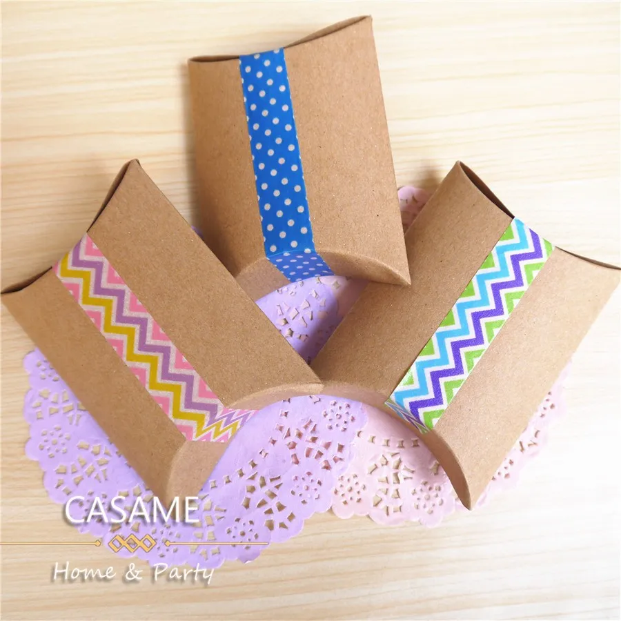 

Favor Box Gift Box New craft paper Pillow Shape Wedding Favor pie box Party Candy Box kraft wholesale 1000pcs