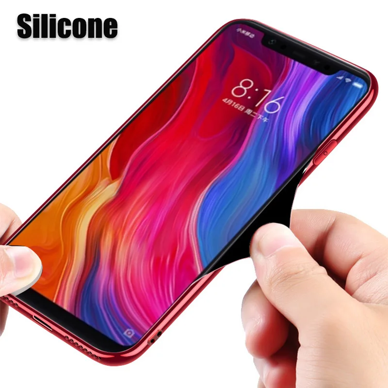 Hard Tempered Glass Shell Case Xiaomi Mi 8 Lite Mi8 Luxury Full Protect Silicone Back Cover A2 miA1 |