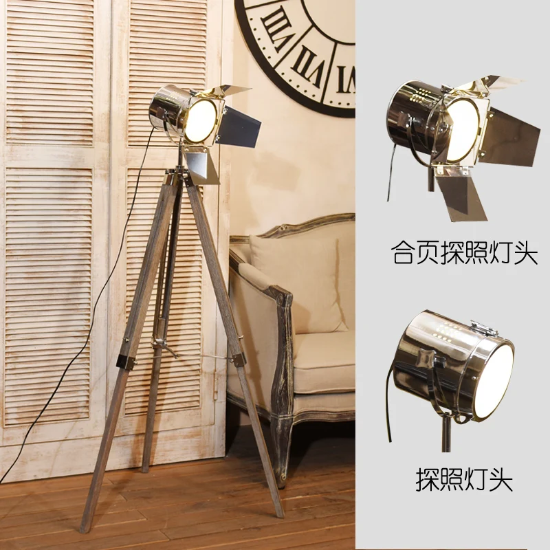 Американская сельская стандартная лампа со штативом для гостиной из цельной