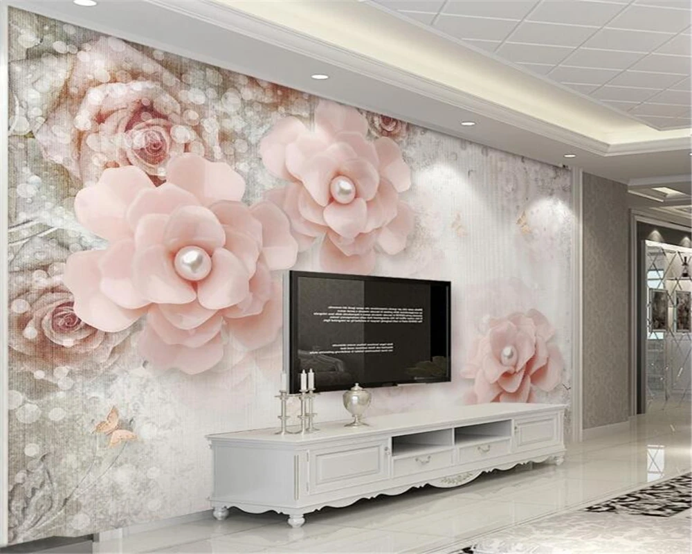 

Beibehang Custom wallpaper modern European style floral decoration three-dimensional living room bedroom TV mural 3d wallpapers