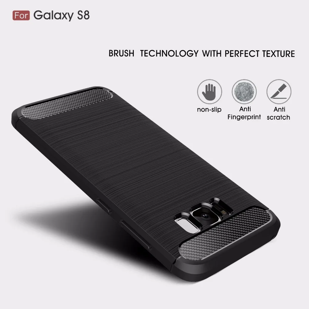 Fcoque Cover For Samsung S8 S8Plus Back Case Silicone Carbon Fiber Brushed TPU Mobile Phone Galaxy S6 S6Edge |