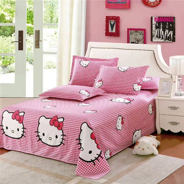 Hello kitty плоский лист постельные принадлежности Твин Полный Королевский размер