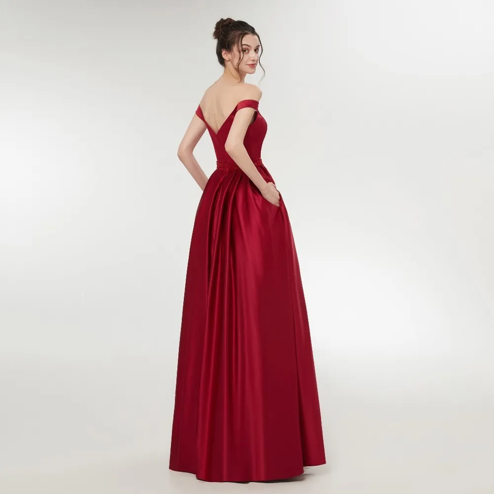 Vivian's Bridal Sweetheart Red Champagne Women Evening Dress Back V Neck Zipper Floor-length Sashes Simple Formal Party Dresses | Свадьбы