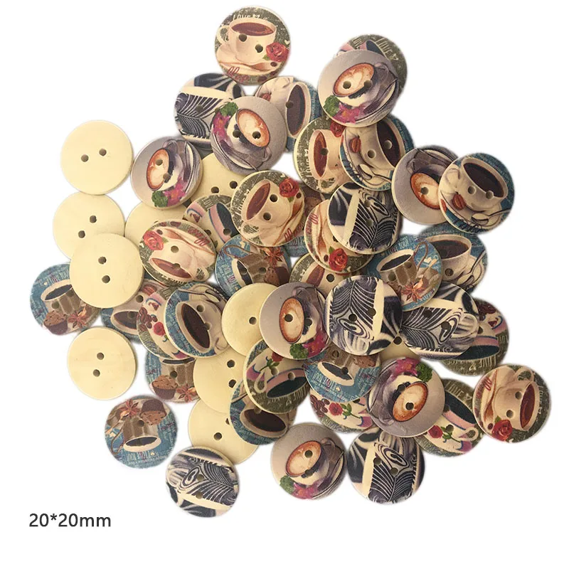 ZOPHIL 20mm 50pcs 2 Holes Wooden Buttons Coffee Style Sewing Scrapbooking Accessories DIY Sew Craft Decorative Wood Needlework | Дом и сад