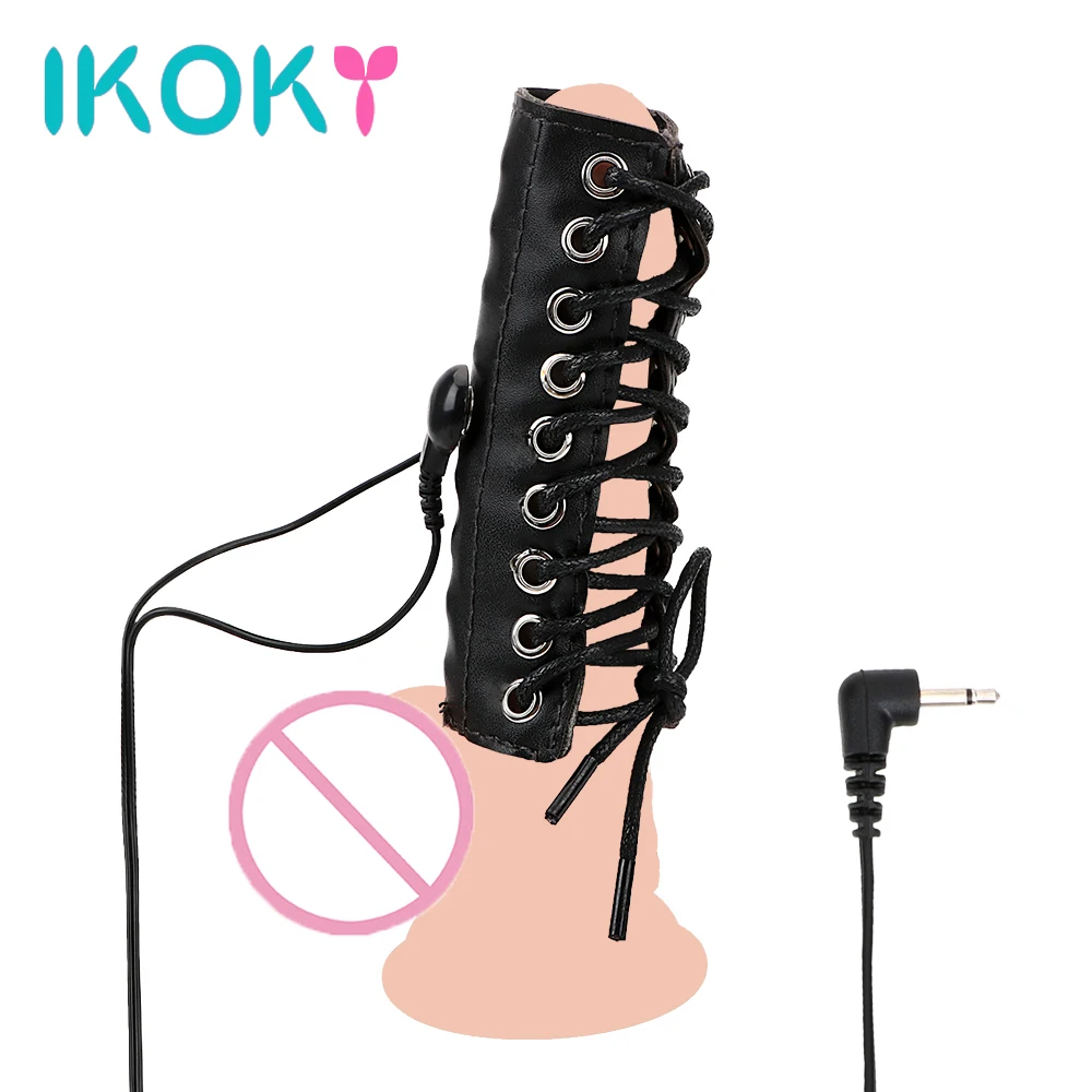 Кожаные кольца IKOKY для пениса поражение электрическим током аксессуары секса
