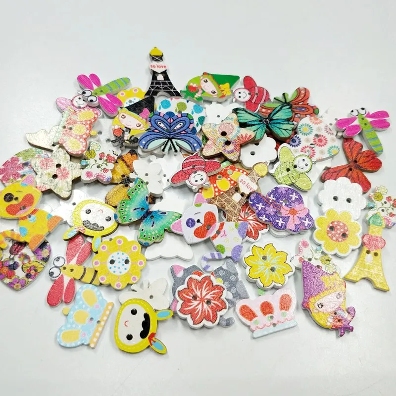 50 шт. деревянные пуговицы с мультяшными животными|sewing crafts|wooden buttonsbutton diy |