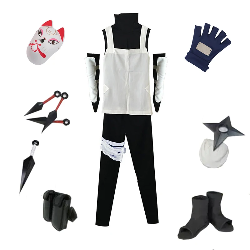 Brdwn унисекс Konoha Anbu Kakashi косплей костюм полный комплект (маска + туфли + кунай + одежда) (art.: 78dd888ee) - 78dd888ee