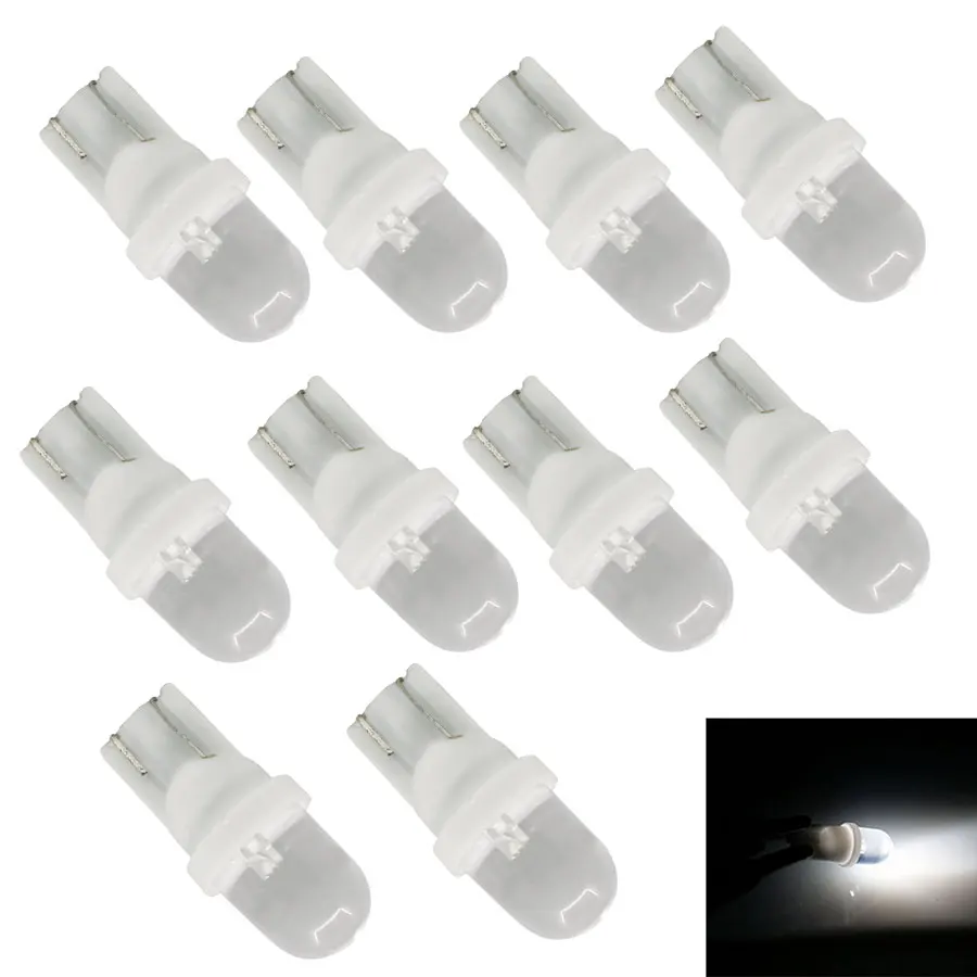

10pcs/lot T10 W5W 168 194 501 1 SMD White LED Dashboard Number Plate Lamp Bulb DC12V Side Car Auto Wedge Light Lamp Bulb