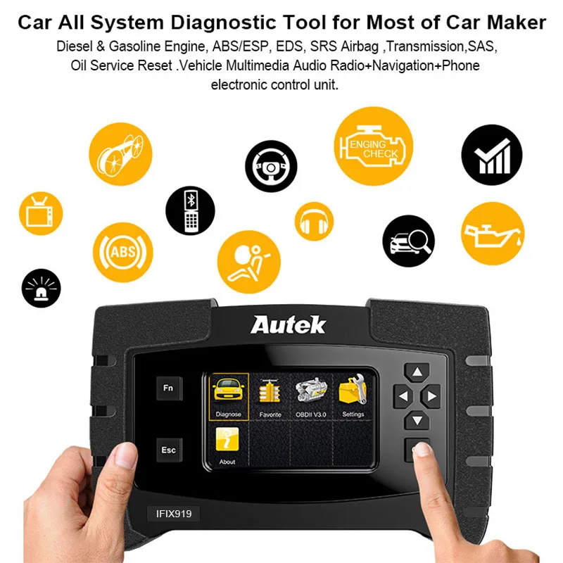 Autek IFIX 919 полный Системы OBD2 Автомобильный сканер АБС подушка безопасности для SAS EPB