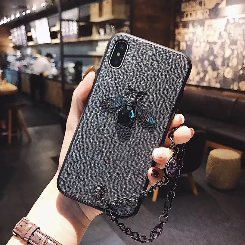 Hazy beauty для iPhone X XS чехол MAX XR Роскошные блестящие пчёлки узорные жесткие чехлы