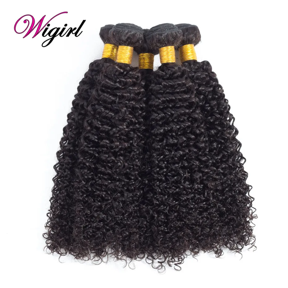 Курчавый локон 360 Шнурковая передняя кружевная лента в комплекте с набором прядей бразильских волос 8A 4 шт. Закрытие Курчавый.