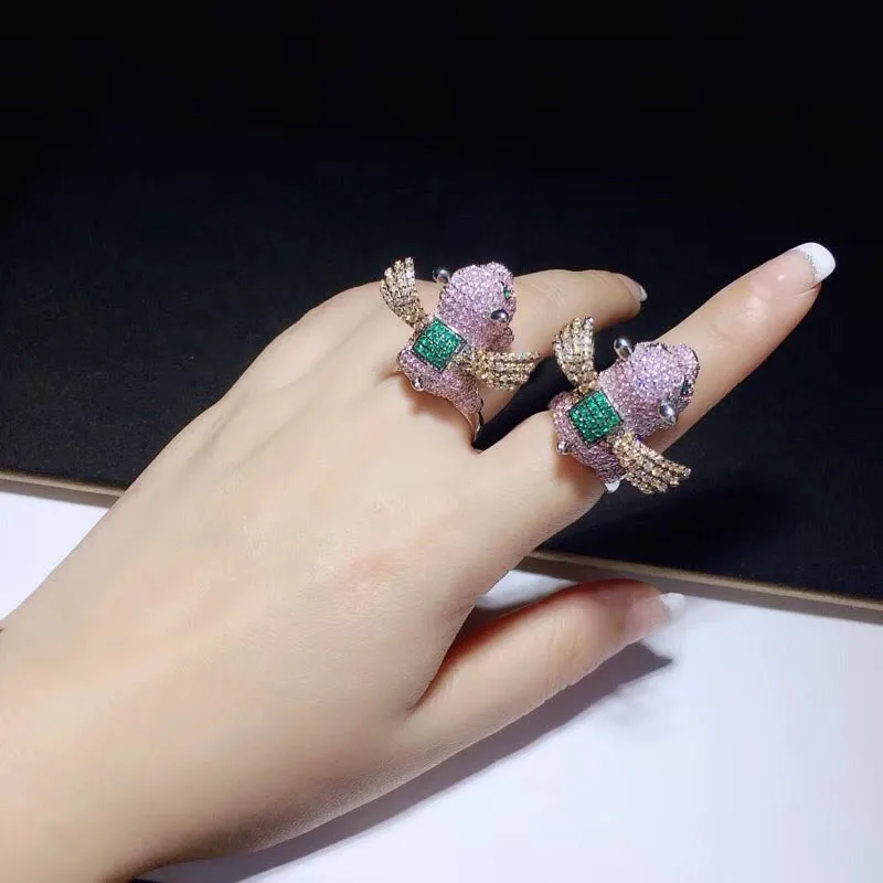Anillos Qi Xuan_Trendy Jewelry_Pink Flying Pig элегантная женская Rings_S925 твердая Серебряная модная