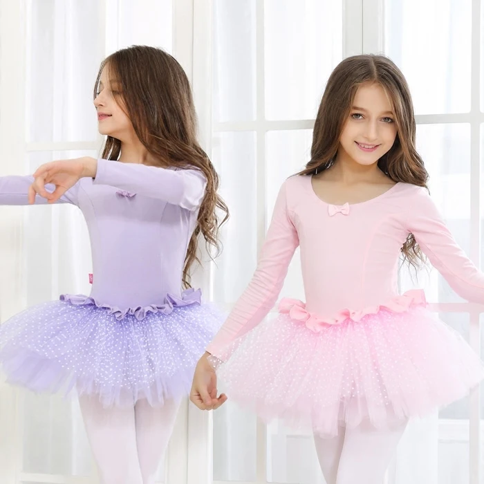 Girls New Cotton Ballet Dancing Dress Kids Long Sleeved Suit Children Leotard Skirt Children's Day B-6379 | Тематическая одежда