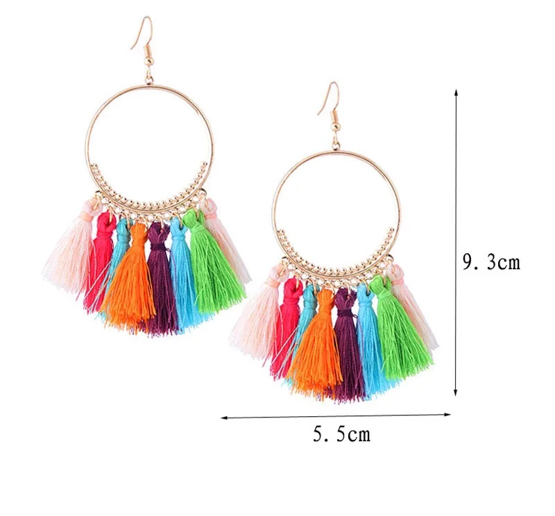 Kymyad Bohemian Korean Earrings Round Vintage For Women Long Tassel Bijoux Femme Earings Fashion Jewelry 2018 | Украшения и