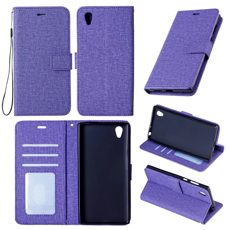 Linen Leather Cases For Sony Xperia XA XA1 XA2 Plus XZ2 2017 XZ1 Wallet Flip Mobile Phone Fundas with Strap |