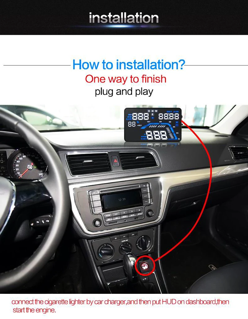 BigBigRoad дюймов 5,5 дюймов автомобиля gps HUD Head Up дисплей ветрового стекла проектор спутникового времени высота скорость одометр Предупреждение