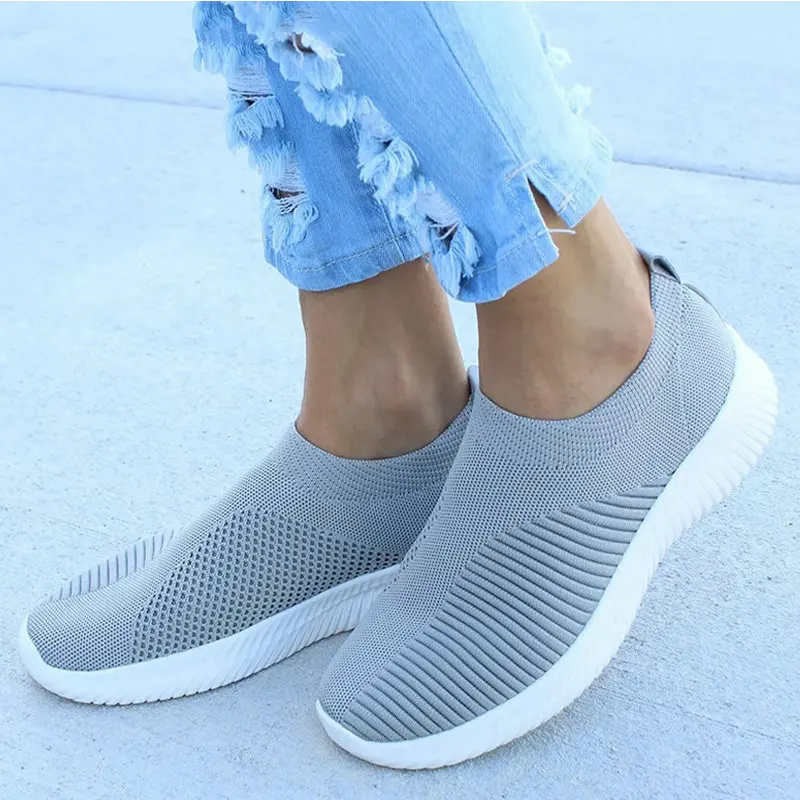 JINGKUBU Women's Shoes Plus Size 43 Women Vulcanize Fashion Sock Female Air Mesh Sneakers Flat Casual Tenis Feminino | Обувь