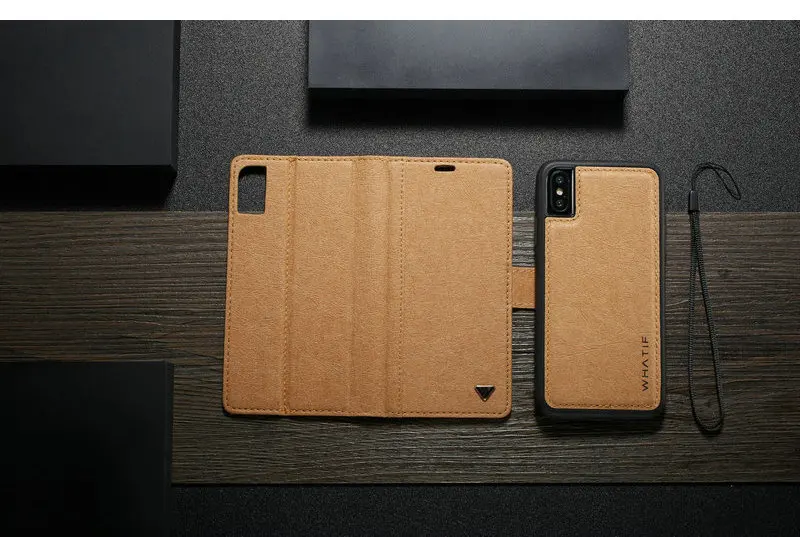 WHATIF чехол для телефона для iPhone Xs Max роскошный DIY бумажный кожаный 2 в 1 Магнитная Кредитная карта для iPhone XS XR Кошелек Съемный чехол