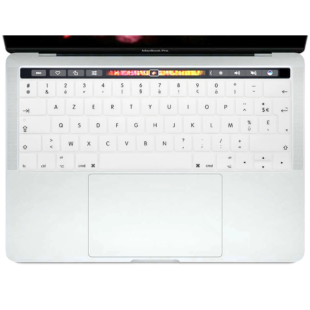 ЕС французский язык AZERTY силиконовый чехол для клавиатуры для Macbook Pro retina 13 15 TOUCHBAR моделей A1706 A1707