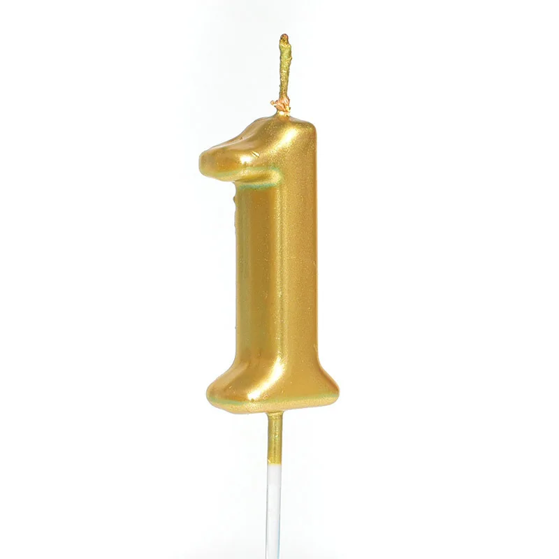 1pcs Gold Silver Number 0-9 Candle Birthday Party Design Candle Decoration Happy Birthday Anniversary Candle Supplies DIY - Цвет: Gold 1