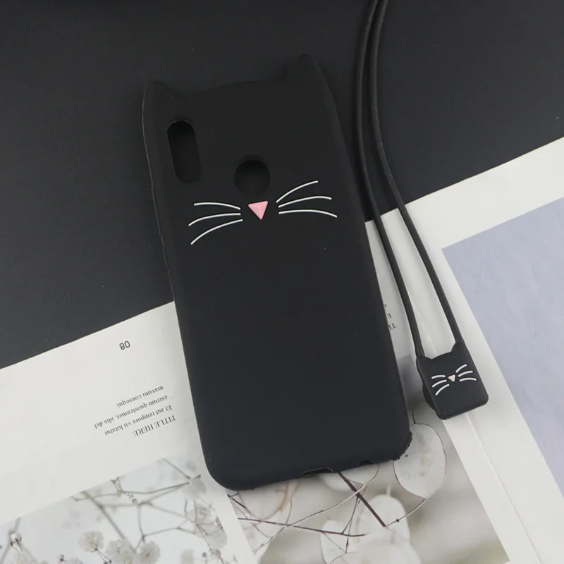 Силиконовый чехол с брелоком и кошачьими ушками для Honor | Мобильные телефоны
