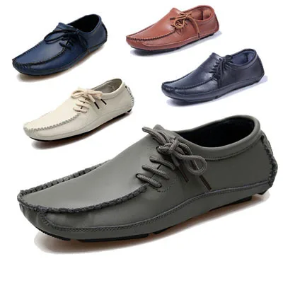 Туфли мужские из дышащей кожи мягкие лоферы без застежки повседневная обувь для