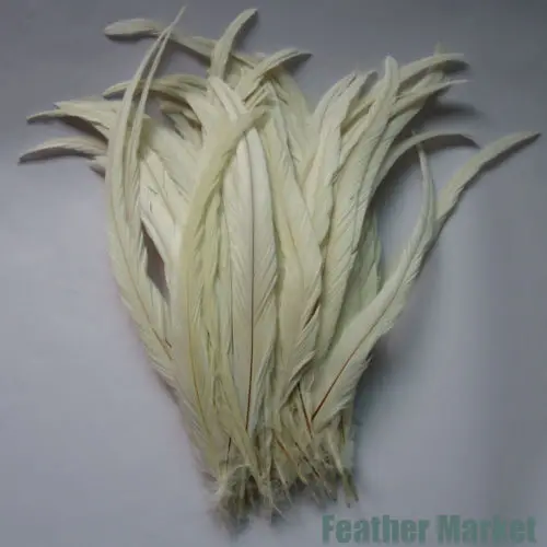

100pcs 35-40cm/14-16inch Rice white Rooster Cock Tail Feather for Carnival Ornaments Wedding Holiday Party Props Accessories