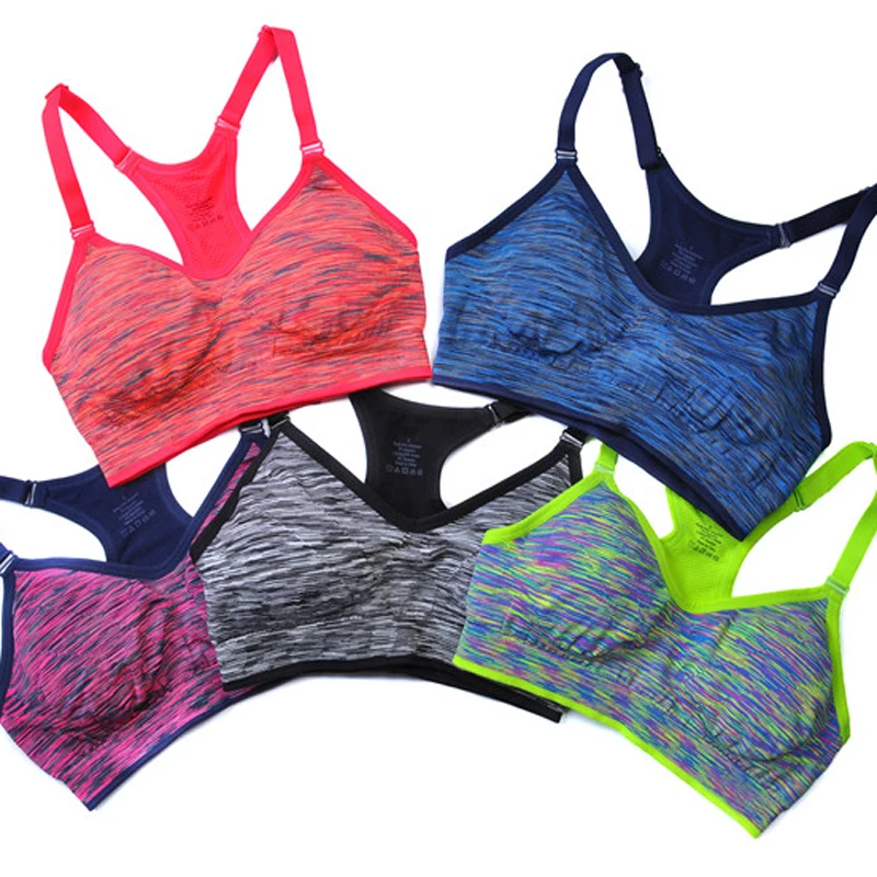 

Professional Quick Dry Padded Sports Bra Women Wirefree Adjustable Fitness Top Sport Brassiere Push Up Seamless Running Yoga Bra