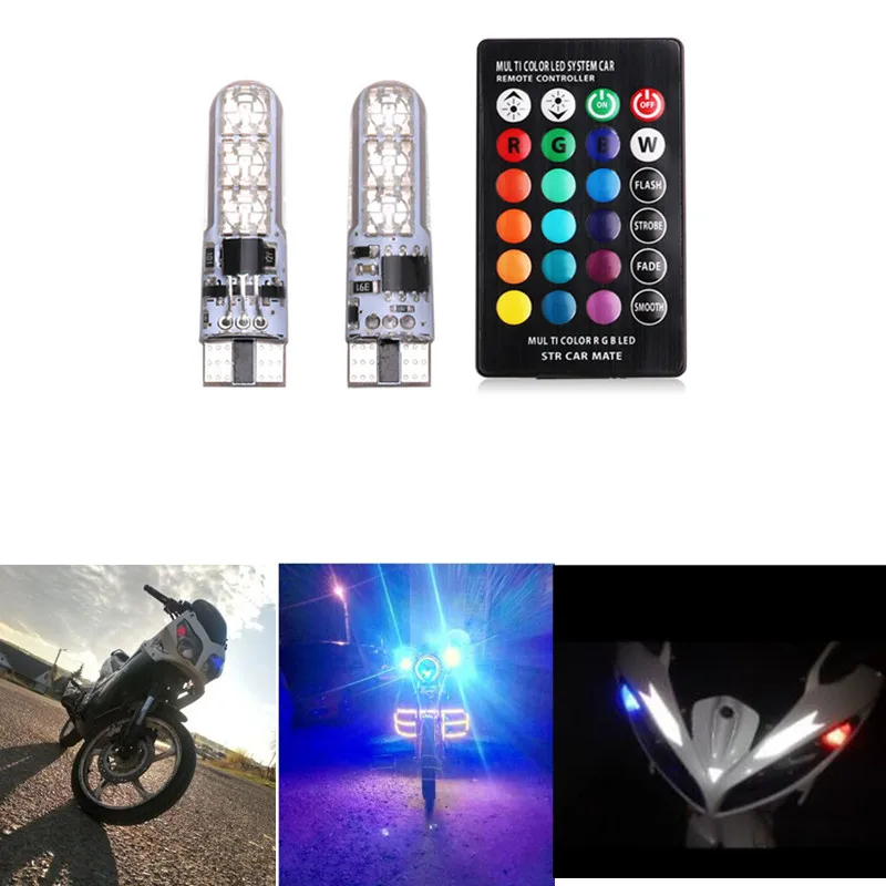 1 комплект 5050 SMD RGB LED T10 W5W 194 168 автомобильный боковой фонарь с клиновидным цоколем