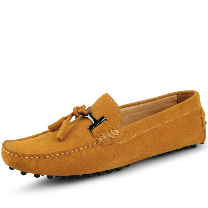 Мужские лоферы из коровьей замши без застежек повседневная обувь для езды в