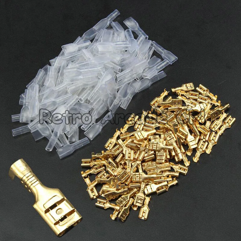 

1000pcs 2.8mm/4.8mm Crimp Terminal Female Spade Connector Insulating Sleeve AWG 110/187 parts for arcade game machine cabinet