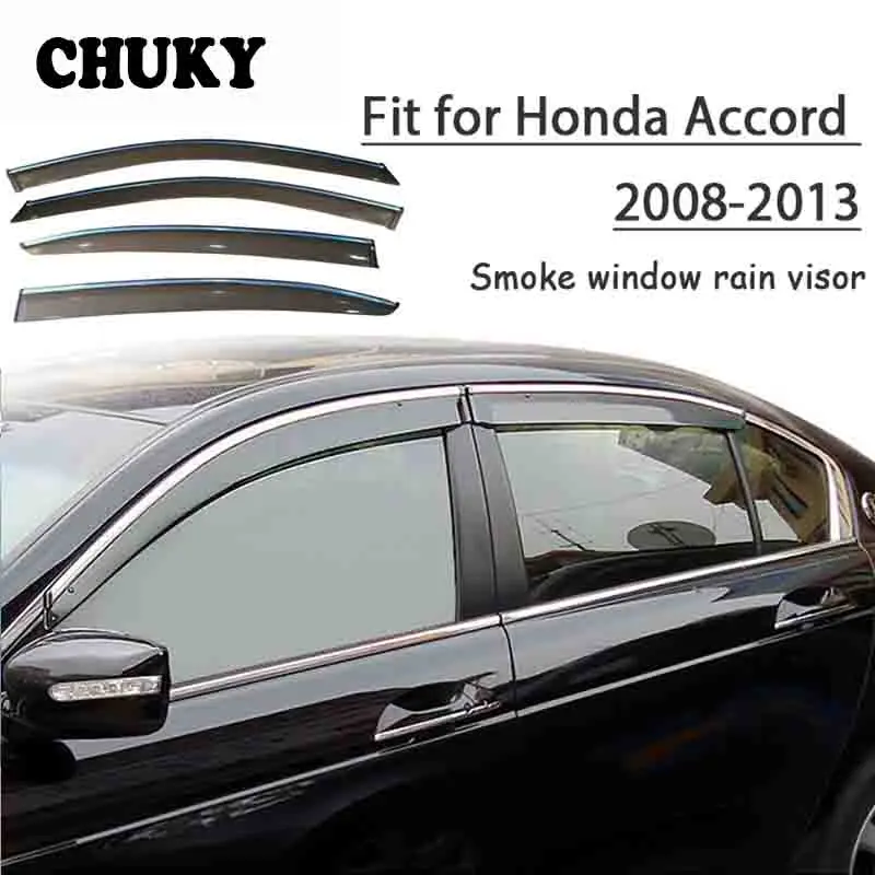 

Chuky 4pcs ABS Car Window Smoke Visors Awnings Shelters Rain Shield For Honda Accord 2008 2009 2010 2011 2012 2013 Accessories