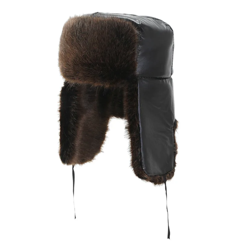 Adult Winter Warm Lei Feng Hat Men's Leather Ear Protection Hat Man Lady Winter Cap Ear Bomber Hats Warm Hat