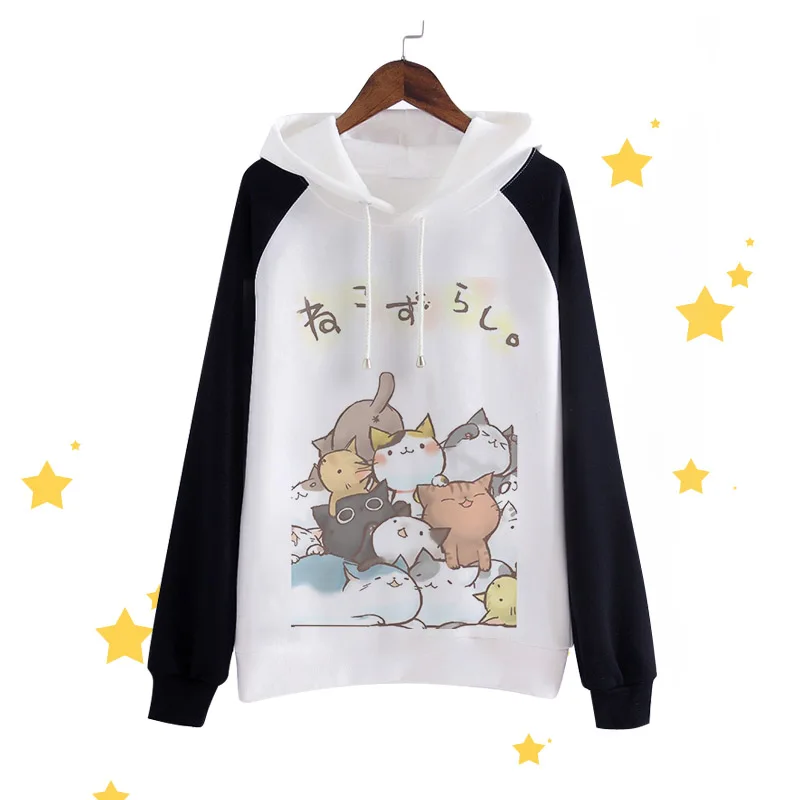 Новые Аниме Neko Atsume толстовки с капюшоном милым котом на заднем дворе мужские