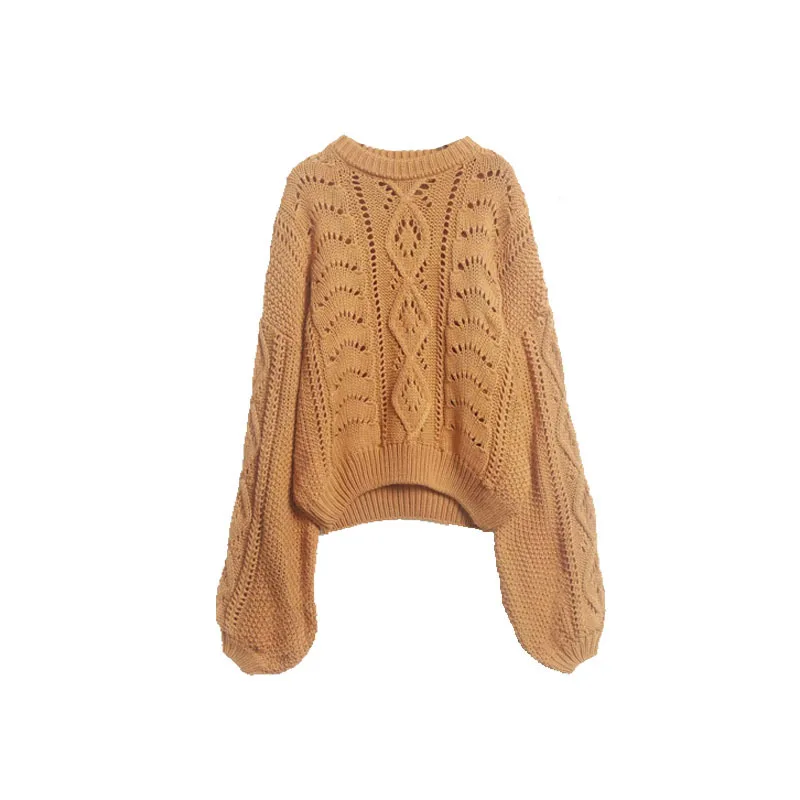 

Women Clothes 2019 Autumn New Twist Loose Puff Sleeve Knit Sweater Sweater Women Modis Casaco Feminino