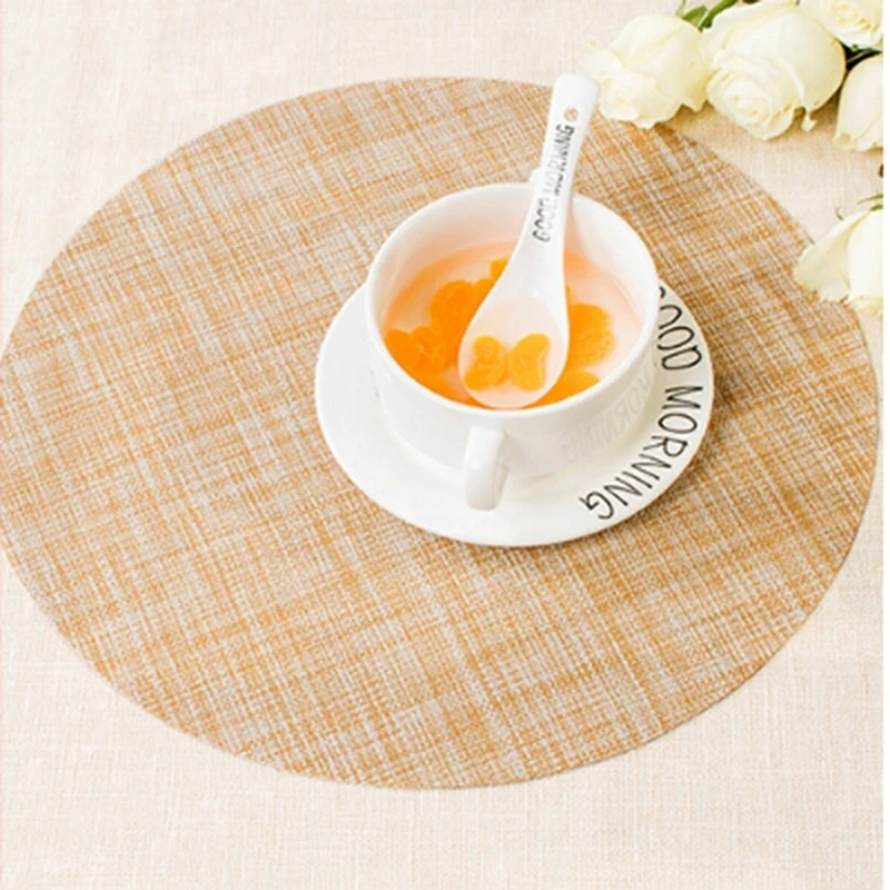 Многоцветные круглые экологически чистые 35 см ПВХ коврики Teslin отель подставка в