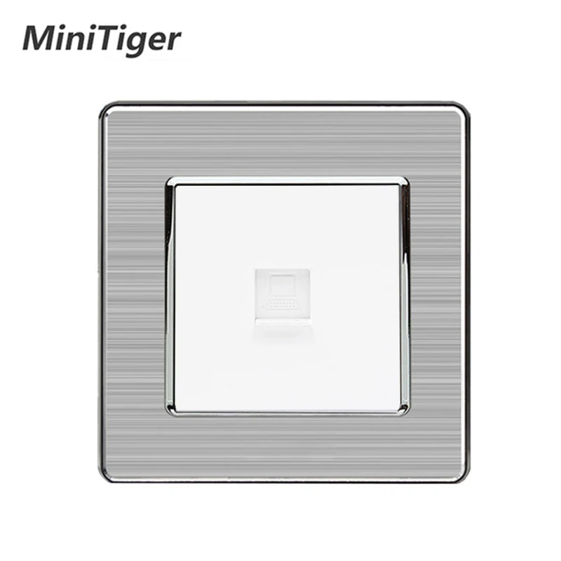 Розетка сетевая Minitiger RJ45 1 клавиша разъем из нержавеющей стали с матовой панелью