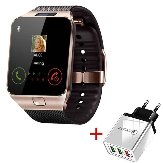 Gold With Charger Bluetooth Смарт часы DZ09 Smartwatch Android телефонный звонок Relogio 2G GSM SIM 16G SD карта камера ремешок для iPhone samsung huawei - Цвет: Gold With Charger