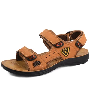 Сандалии мужские из натуральной кожи, модные босоножки в итальянском стиле, на липучке, уличная пляжная обувь, для побережья и платьев
