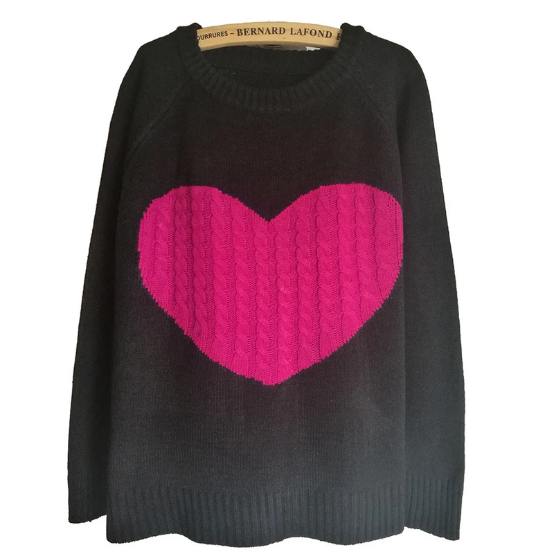 2019 New Arrival Women Autumn Winter Sweater O-neck Long Sleeve Knitted Jumper Short With A Loving Hear Sweaters | Женская одежда