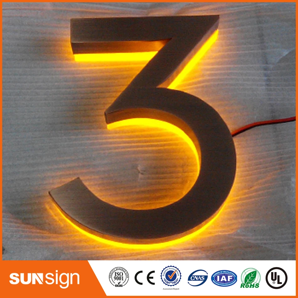 H 30 см оптовая продажа светодиодная подсветка из нержавеющей стали с номером