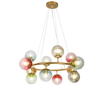 led e27 postmodern iron glass magic bean lustre chandelier lighting suspension luminaire lampen for dinning room foyer