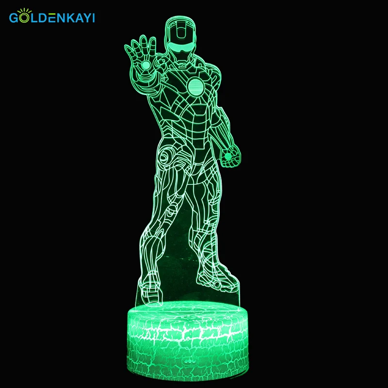 GOLDENKAYI 3D Железный человек LED оригинальность ночные светильники атмосфера